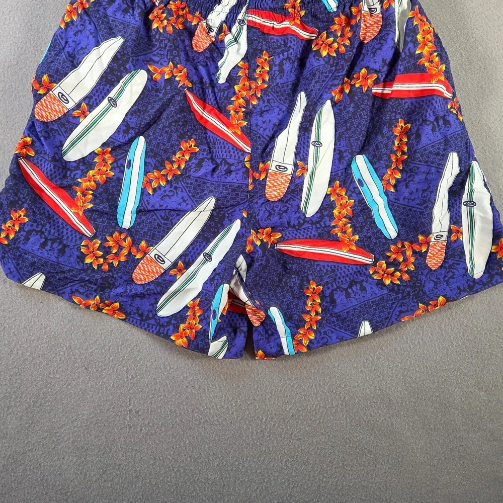 Vintage Iguana Sportswear Trunks Mens Large Floral Surf Beach Swim Shorts Blue